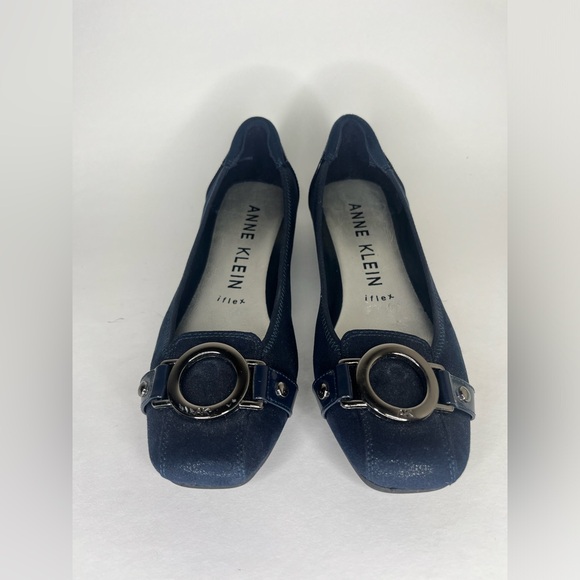 anne klein shoes Slip Ons Wedge Women Size 8.5M Blue Textile Comfort Logo - Picture 4 of 15